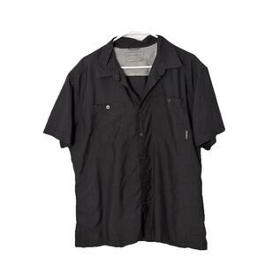 Eddie Bauer Mens Relaxed Button Up Shirt Large Gray Short Sleeve